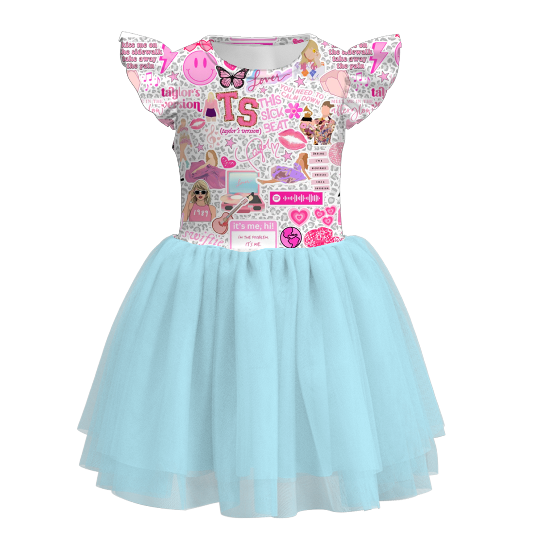 (Pre Order)Girls Summer TS Print Tutu Tulle Dress