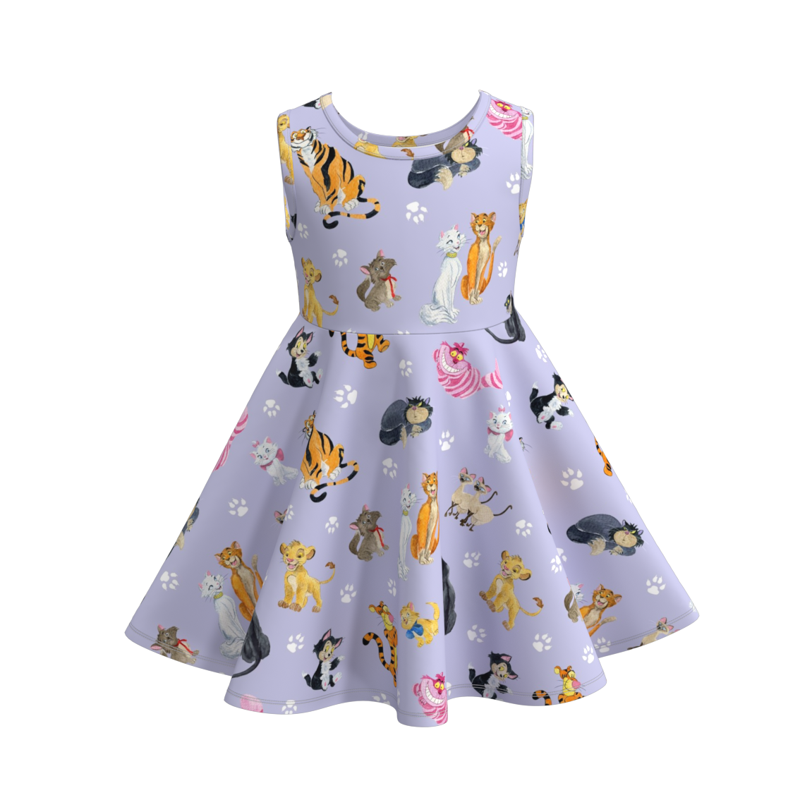 (Pre Order)Girls Summer Sleeveless Cartoon Print Twirl Dress
