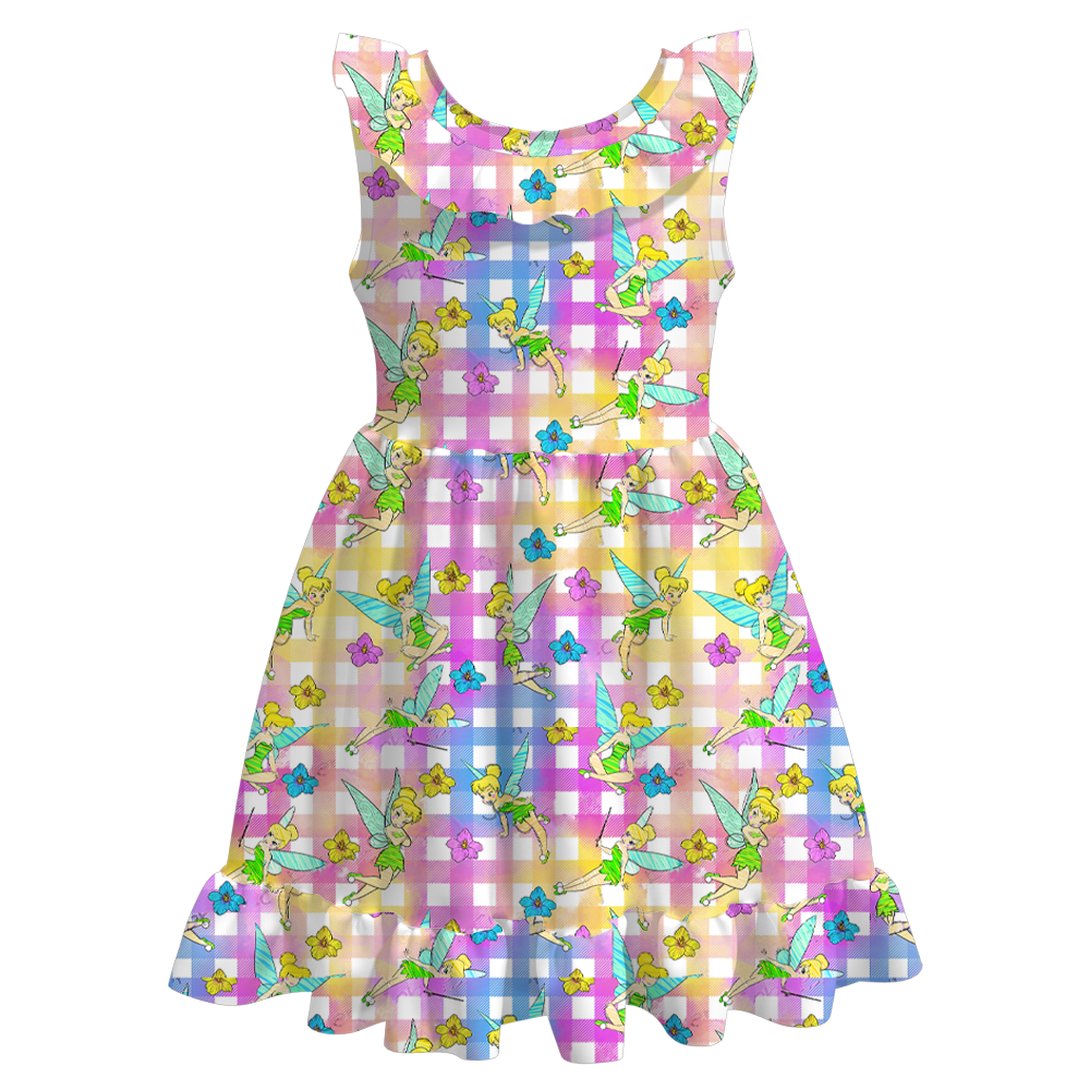 (Pre Order)Girls Summer Tinker Bell Print Twirl Dress