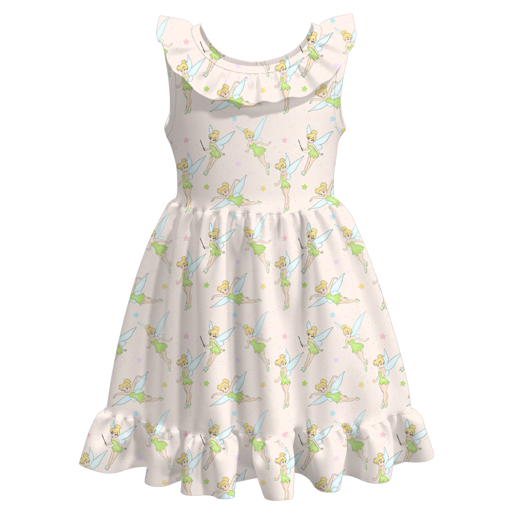 (Pre Order)Girls Summer Tinker Bell Print Twirl Dress