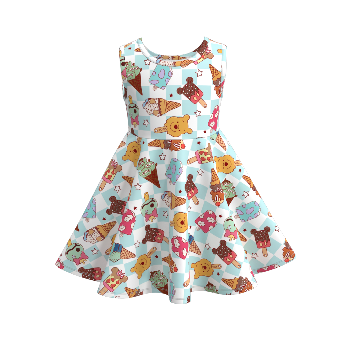 (Pre Order)Girls Summer Ice Cream Print Twirl Dress