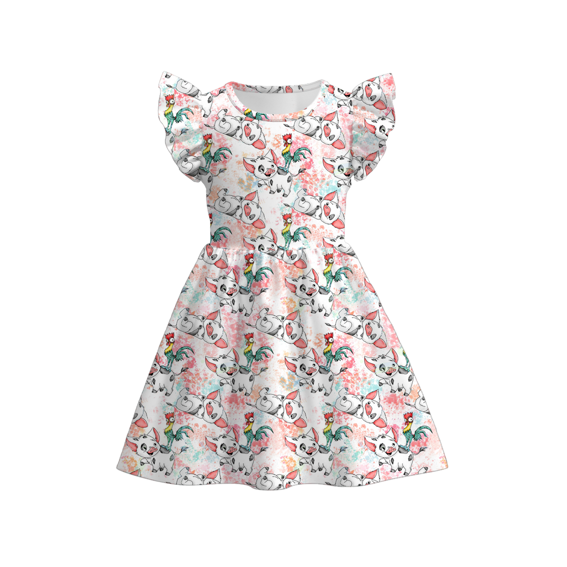 (Pre Order)Girls Summer Cartoon Print Dress