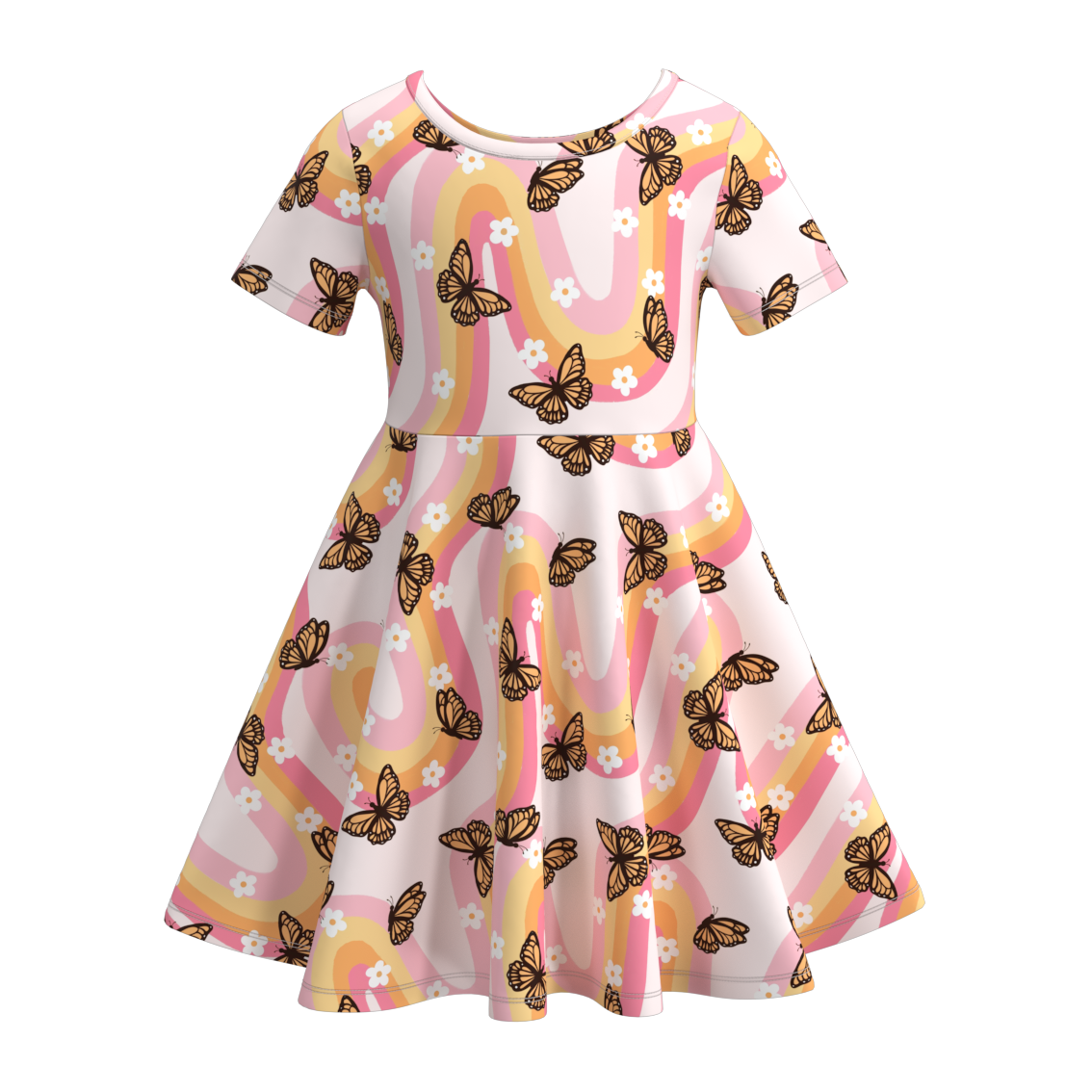 (Pre Order)Grils Summer Cartoon Floral Print Twirl Dress