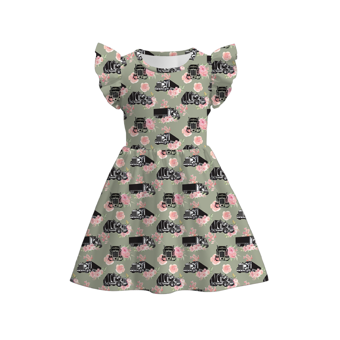 (Pre Order)Girls Summer Father's Day Print Twirl Dress