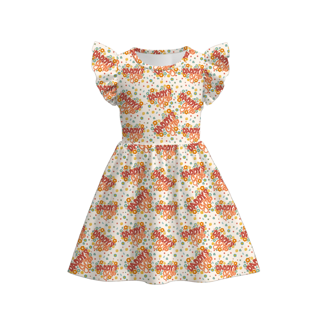 (Pre Order)Girls Summer Father's Day Print Twirl Dress