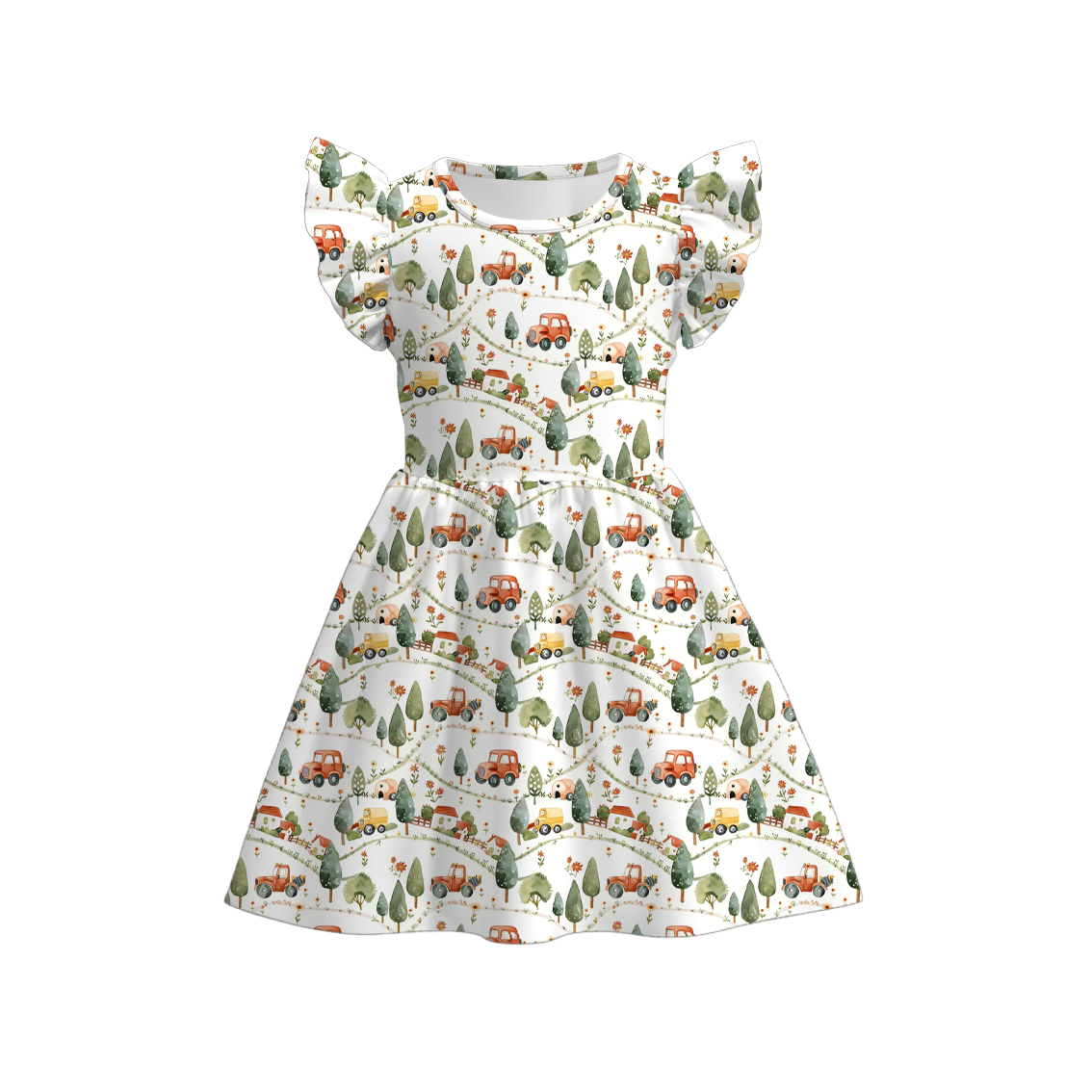 (Pre Order)Girls Summer Father's Day Print Twirl Dress