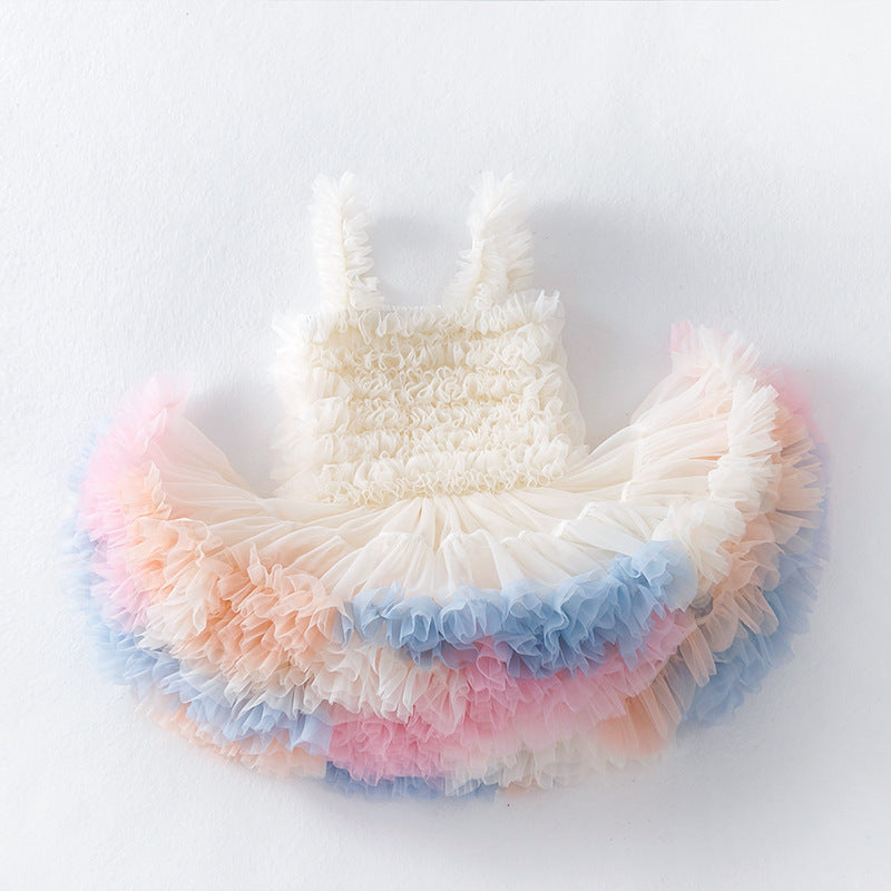 (Pre Order)Summer Girls' Tutu Dress Princess Mesh Smocked Sundress