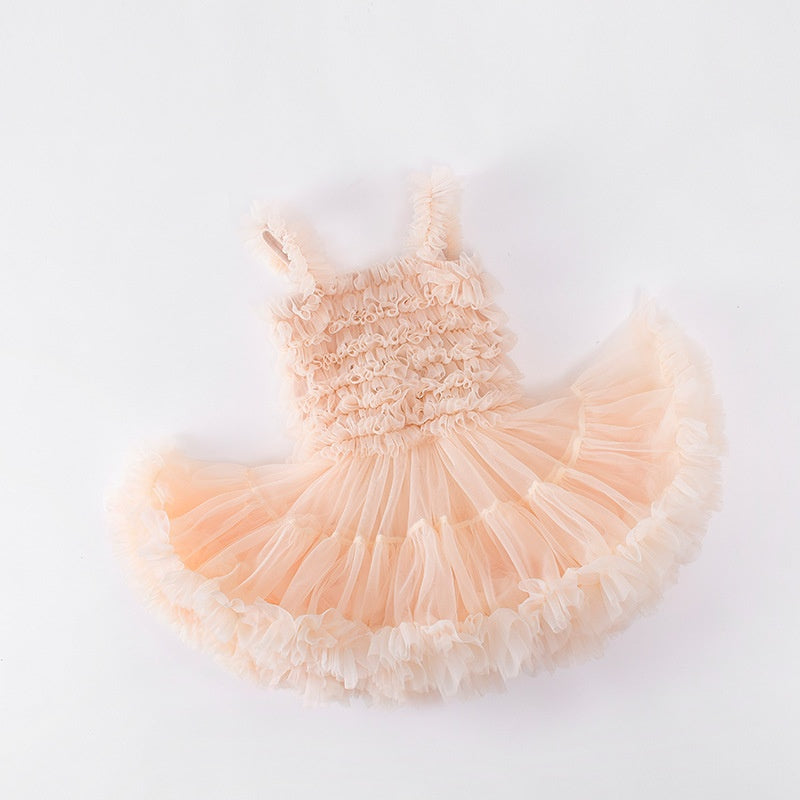 (Pre Order)Summer Girls' Tutu Dress Princess Mesh Smocked Sundress