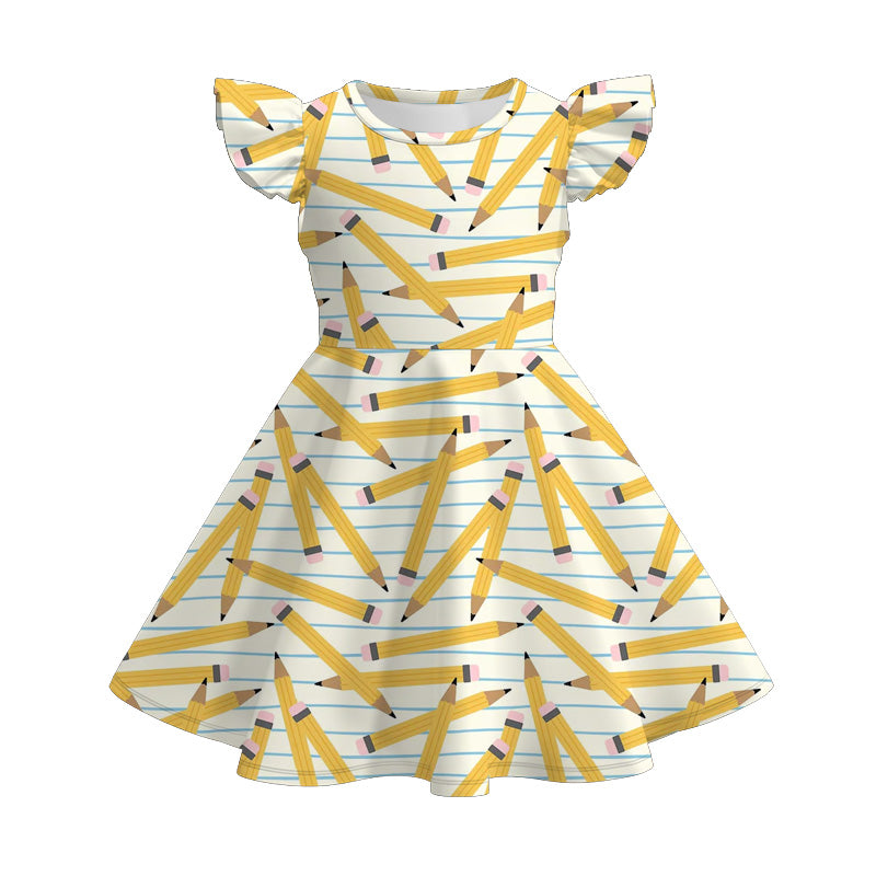 (Pre Order)Girls Back To School Print Milk Silk Dress