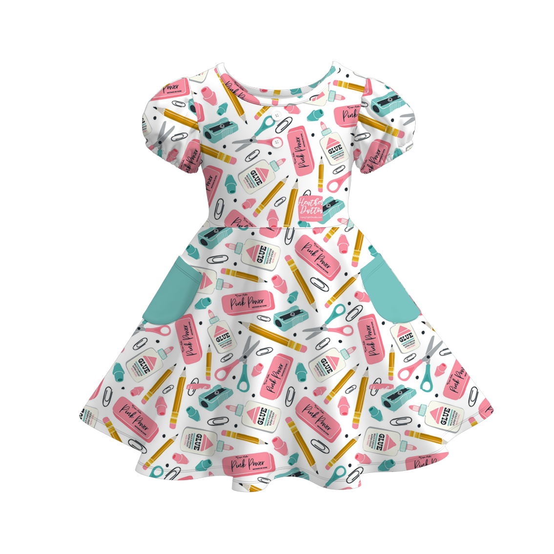 (Pre Order)Girls Back To School Print Milk Silk Dress