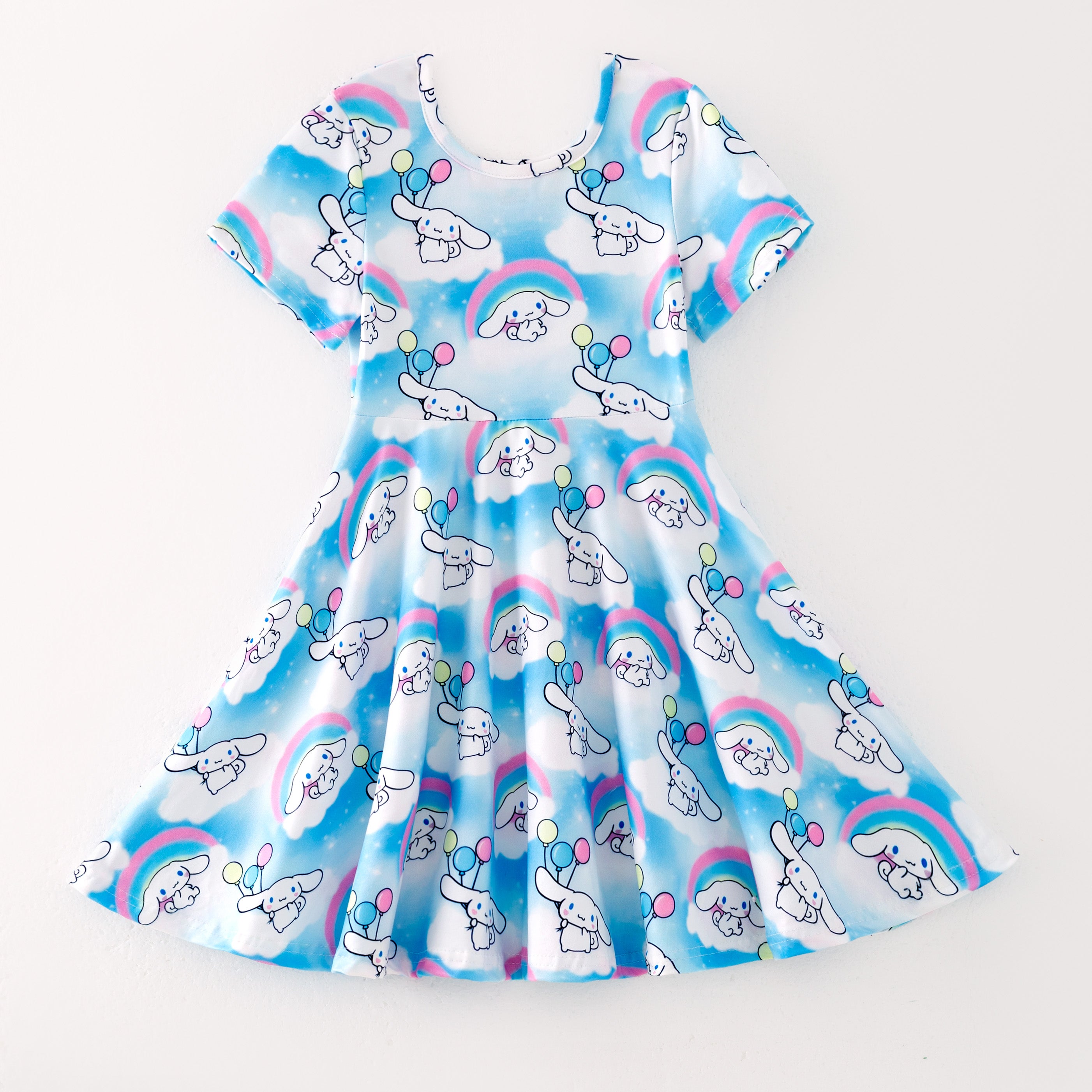 (Pre Order)Girls Cute Cartoon Print Milk Silk Dress
