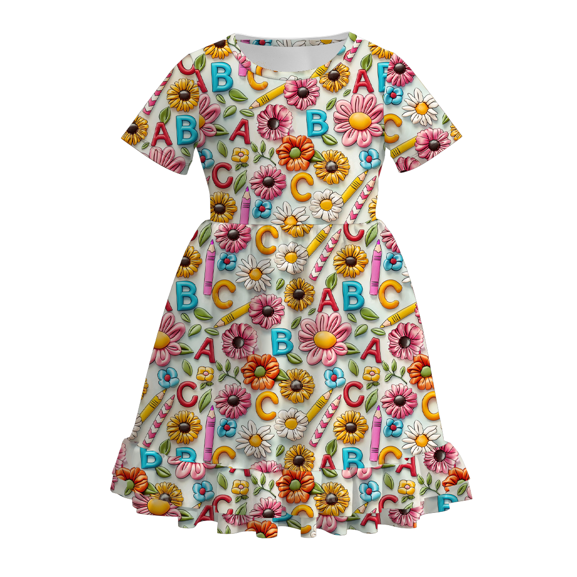(Pre Order)Girls Back To School Print Dress