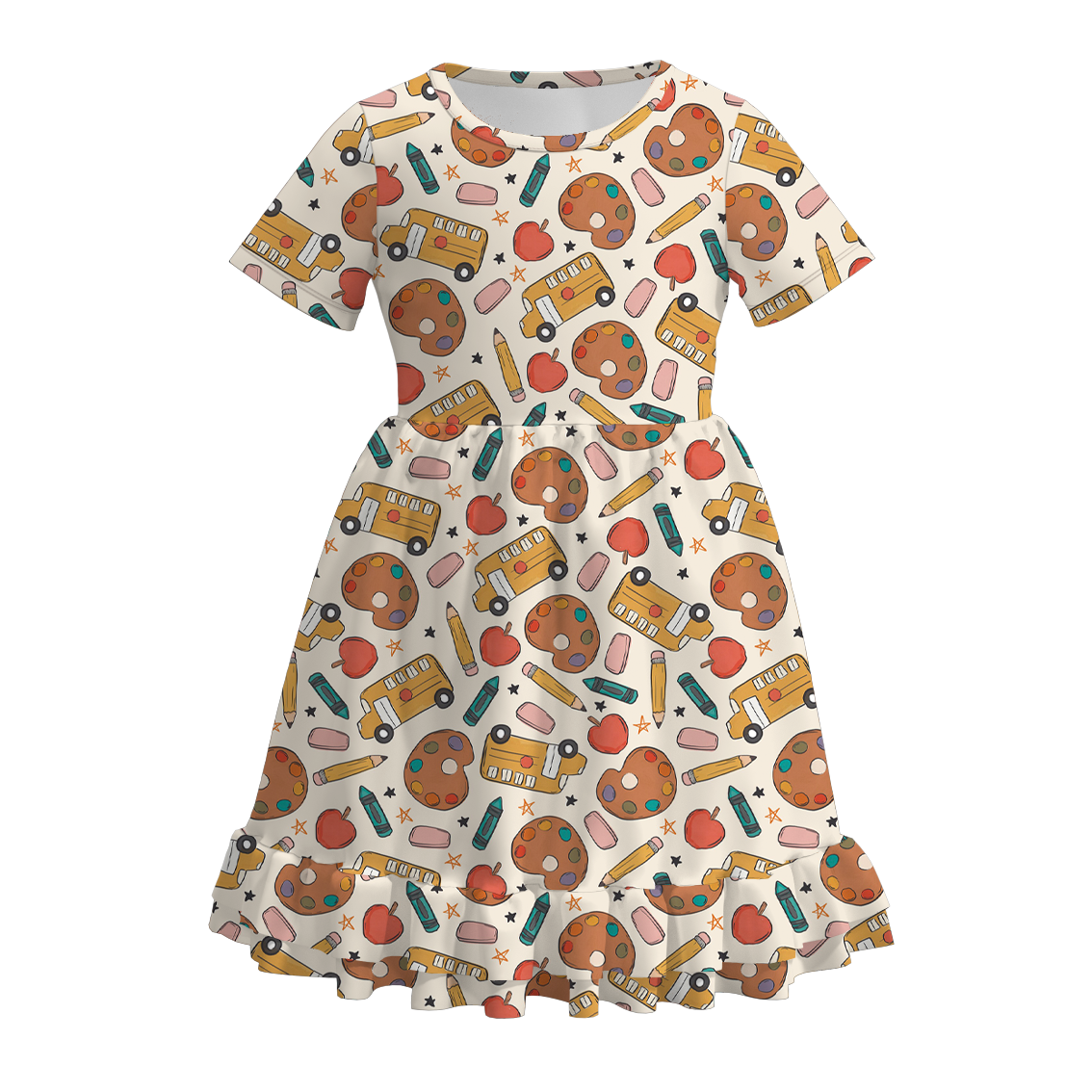 (Pre Order)Girls Back To School Print Dress