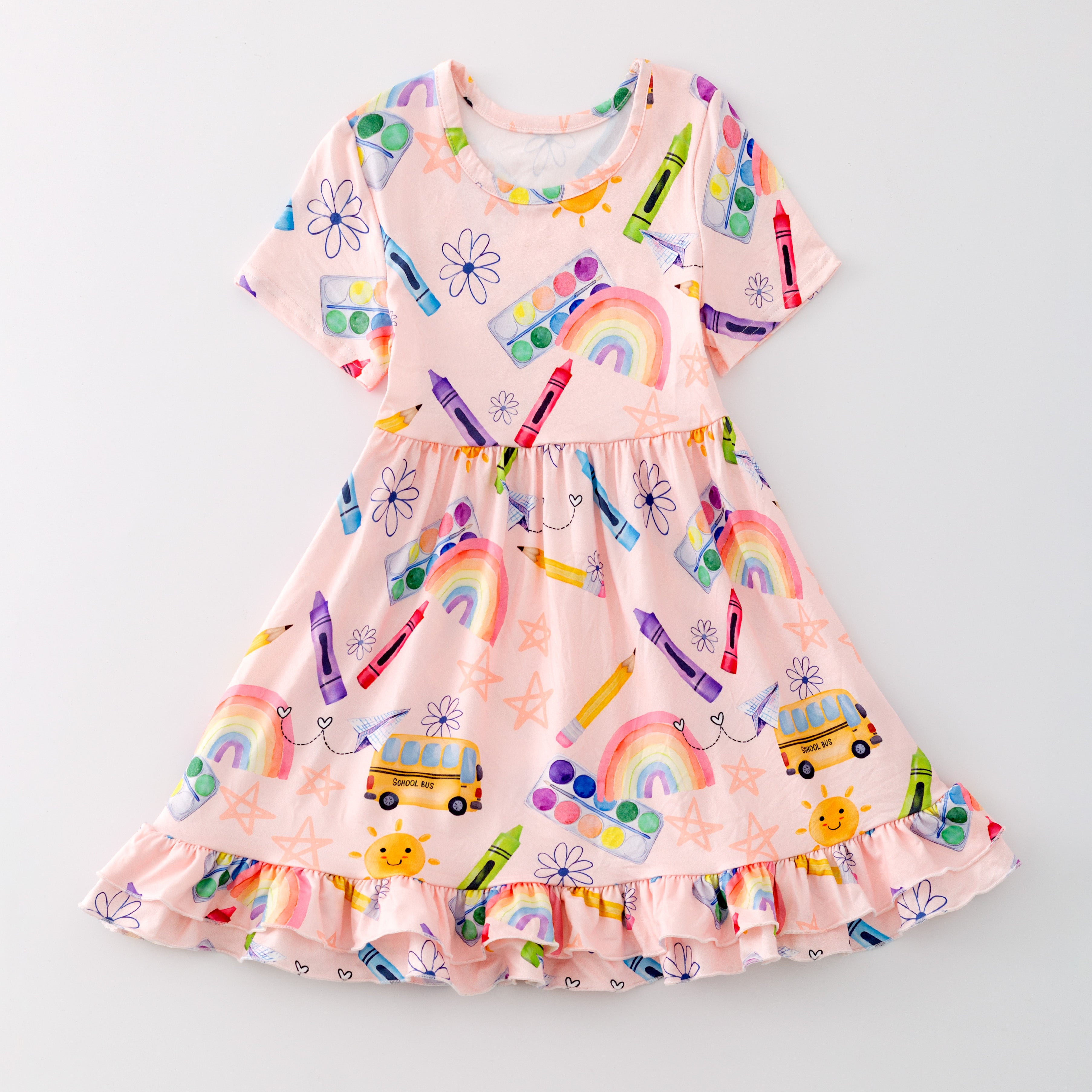 (Pre Order)Girls Back To School Print Dress