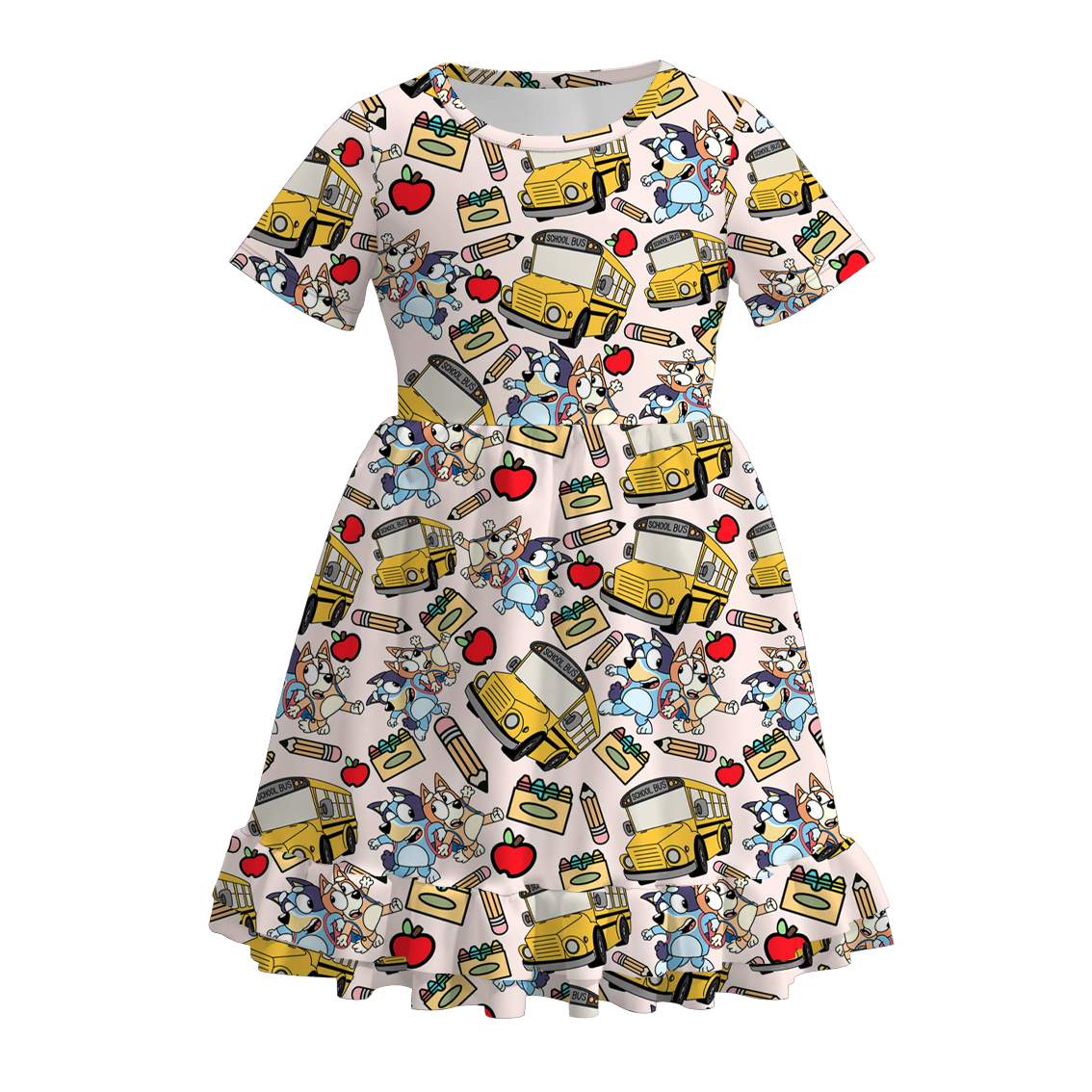 (Pre Order)Girls Back To School Print Dress