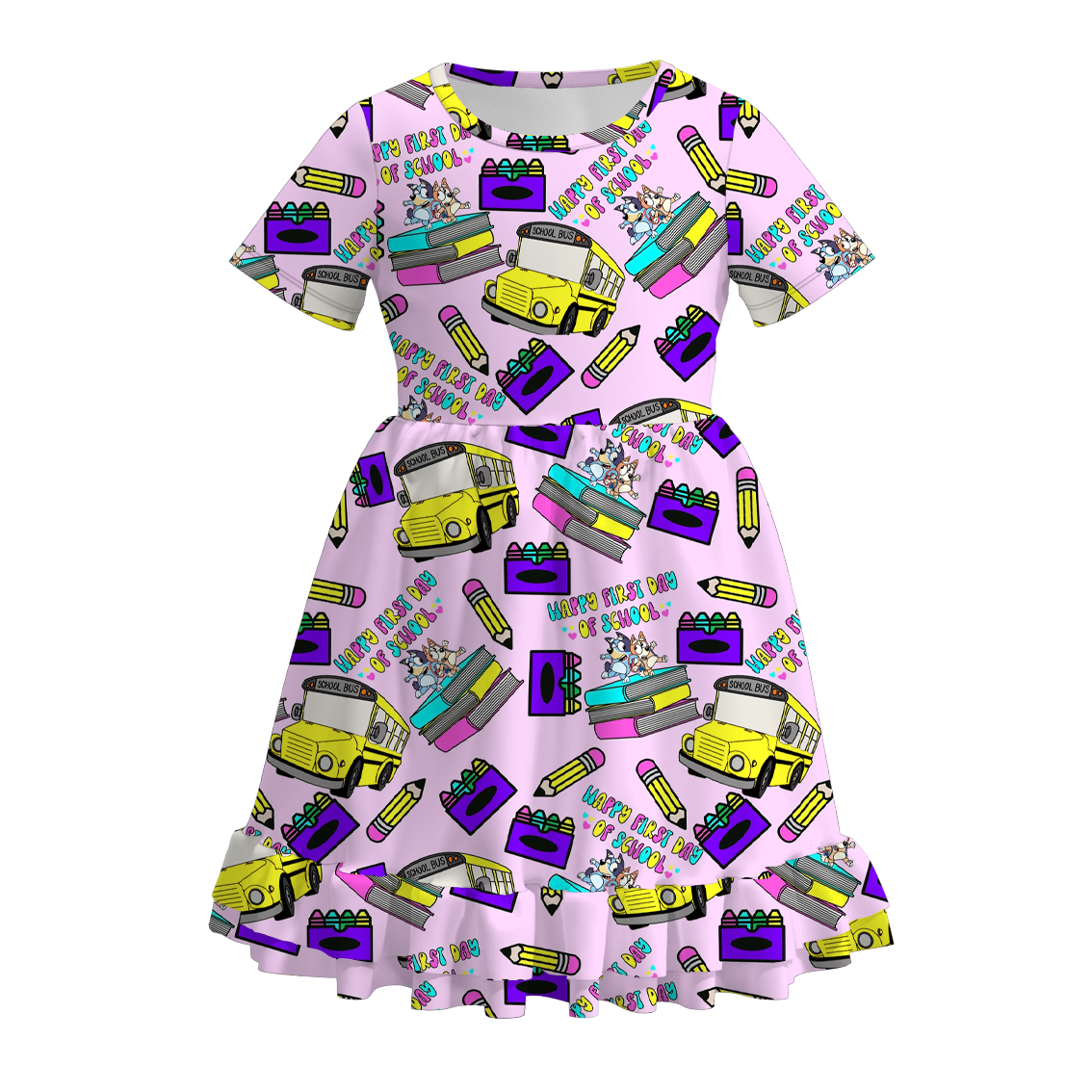 (Pre Order)Girls Back To School Print Dress