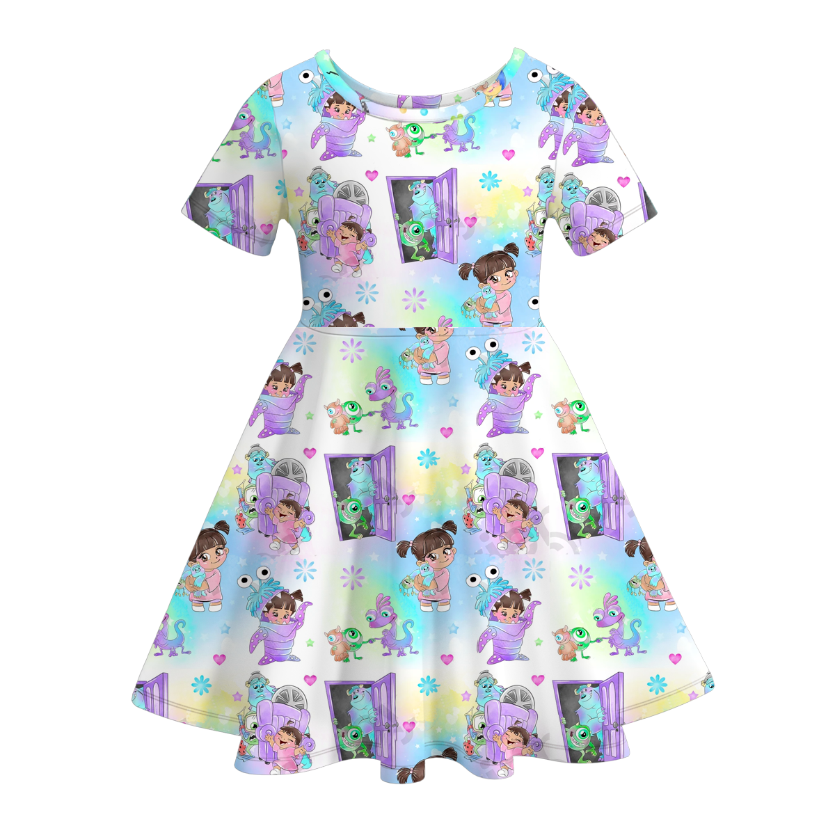 (Pre Order)Girls Cute Cartoon Print Twirl Dress