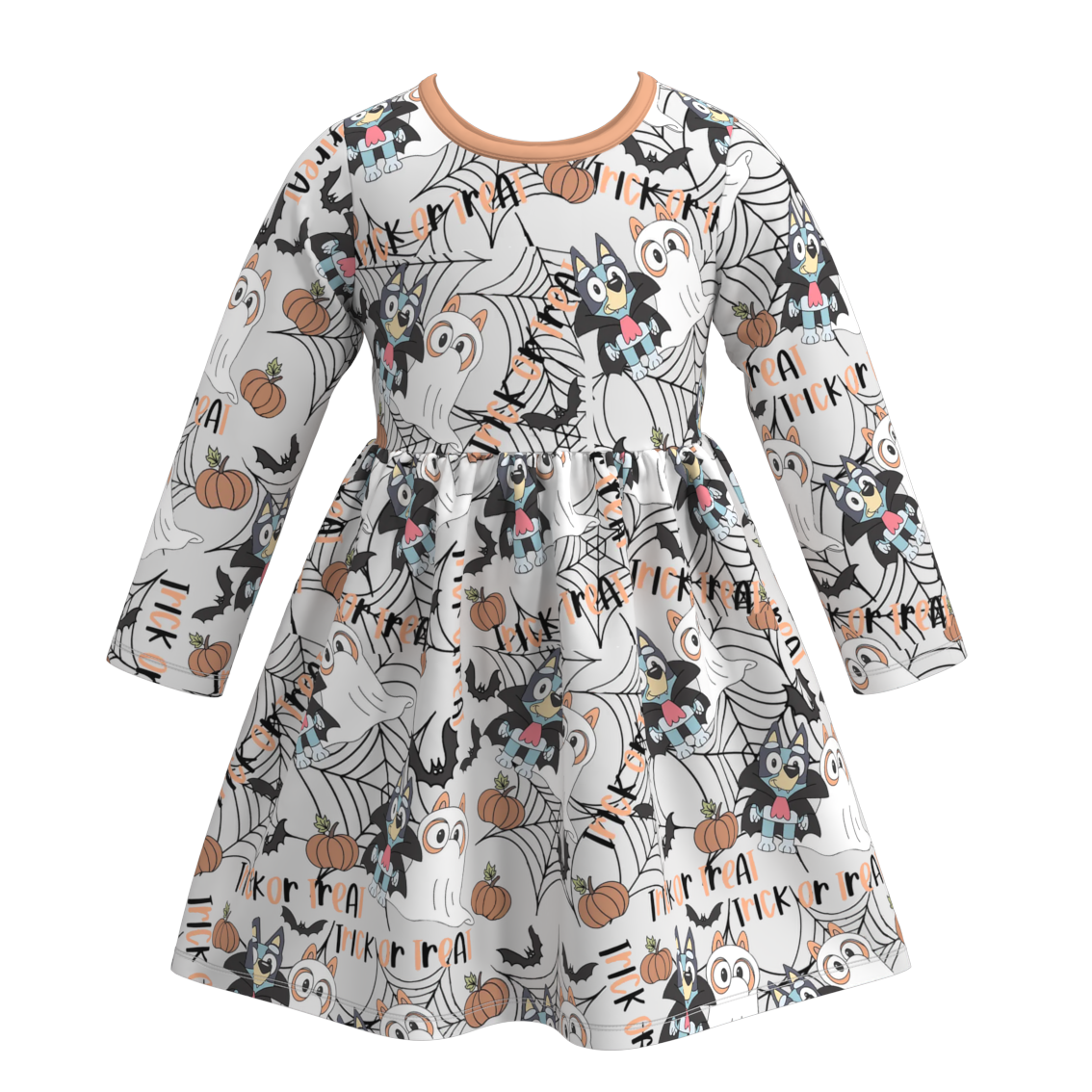 (Pre Orders)Girls Halloween Cartoon Print  Dress