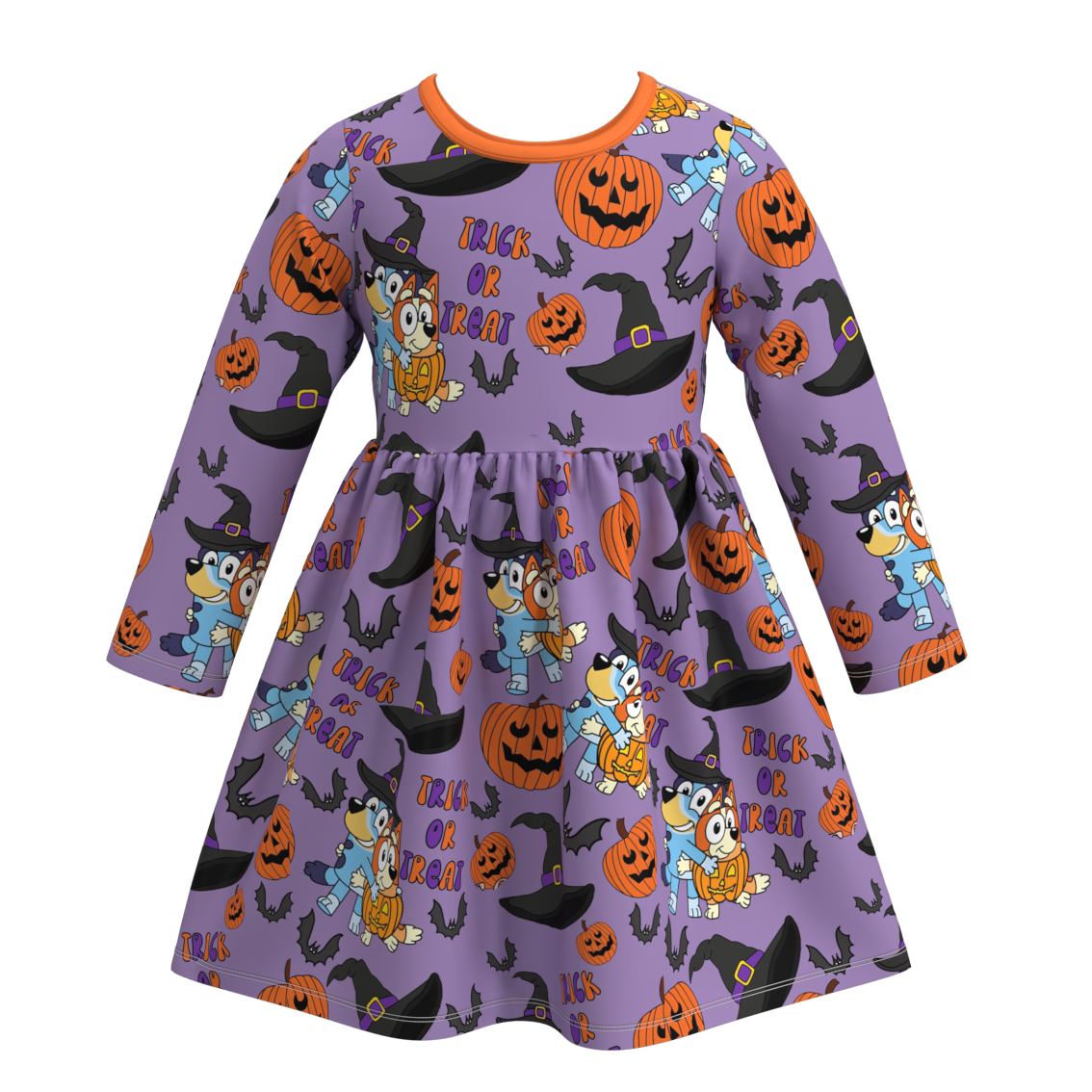 (Pre Orders)Girls Halloween Cartoon Print Dress