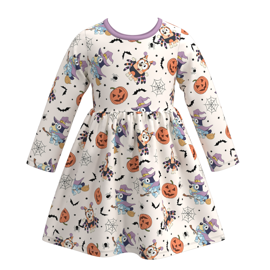 (Pre Orders)Girls Halloween Cartoon Print Dress