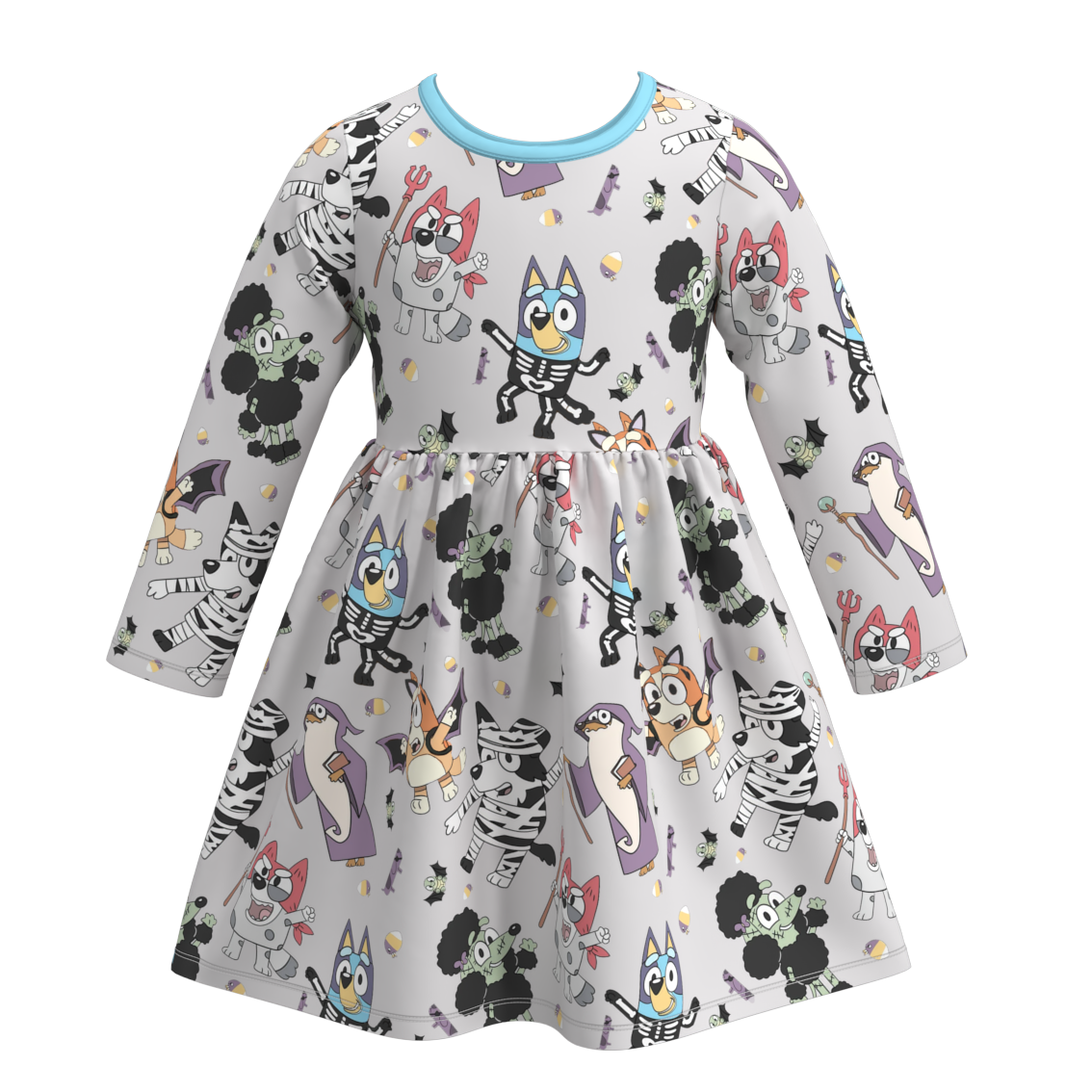(Pre Orders)Girls Halloween Cartoon Print Dress