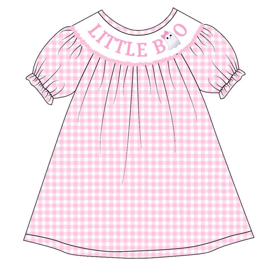 (Pre Order)Girls Halloween Embroidery Bubbles Smocked Dress