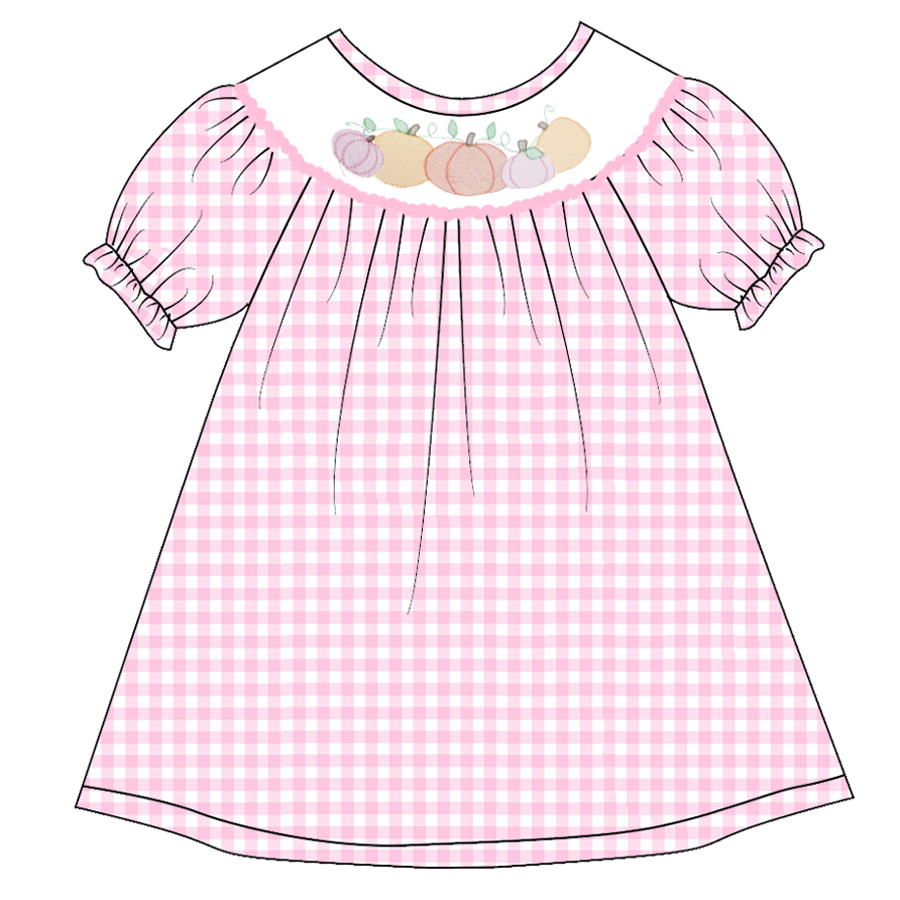 (Pre Order)Girls Halloween Embroidery Bubbles Smocked Dress