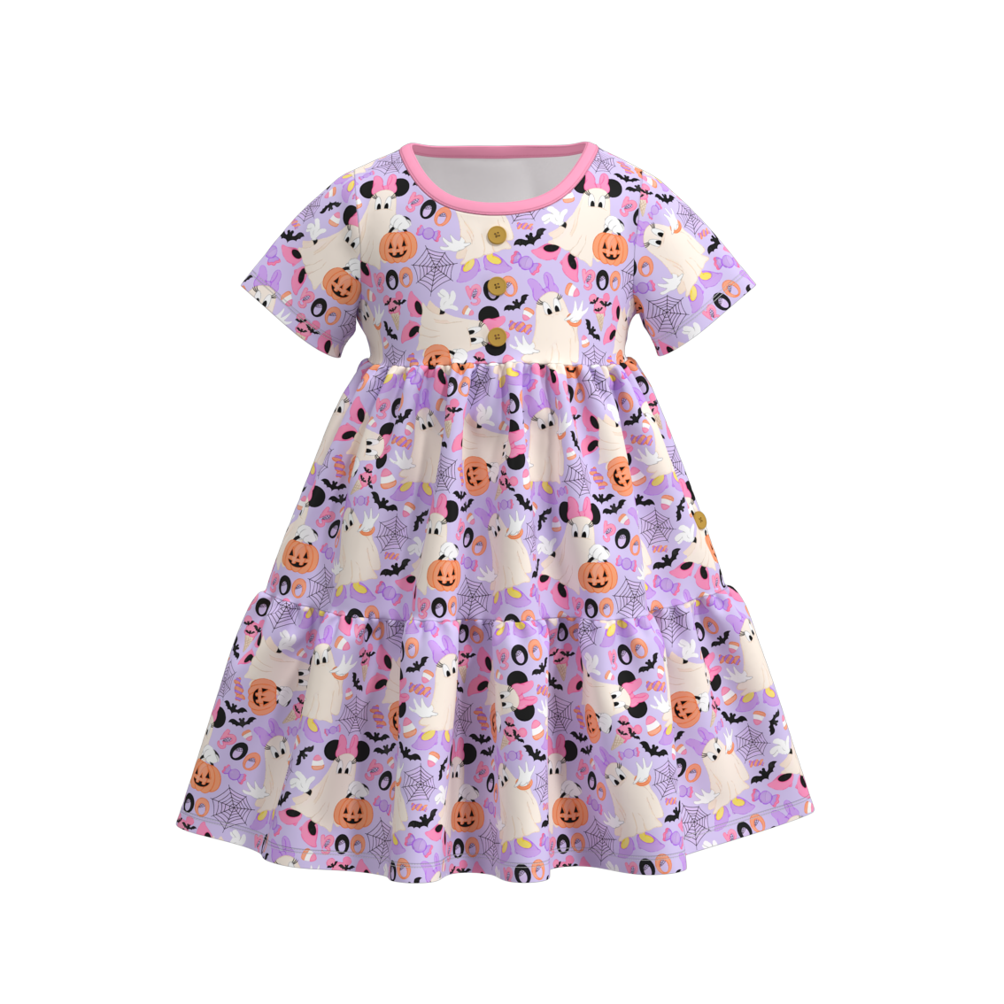 (Pre Orders)Girls Halloween Cartoon Print Twirl Dress