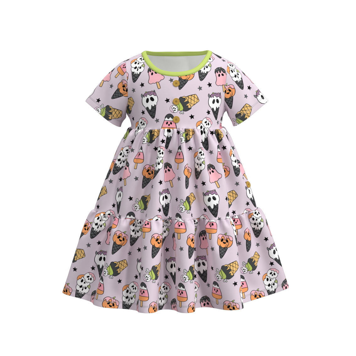 (Pre Orders)Girls Halloween Cartoon Print Twirl Dress