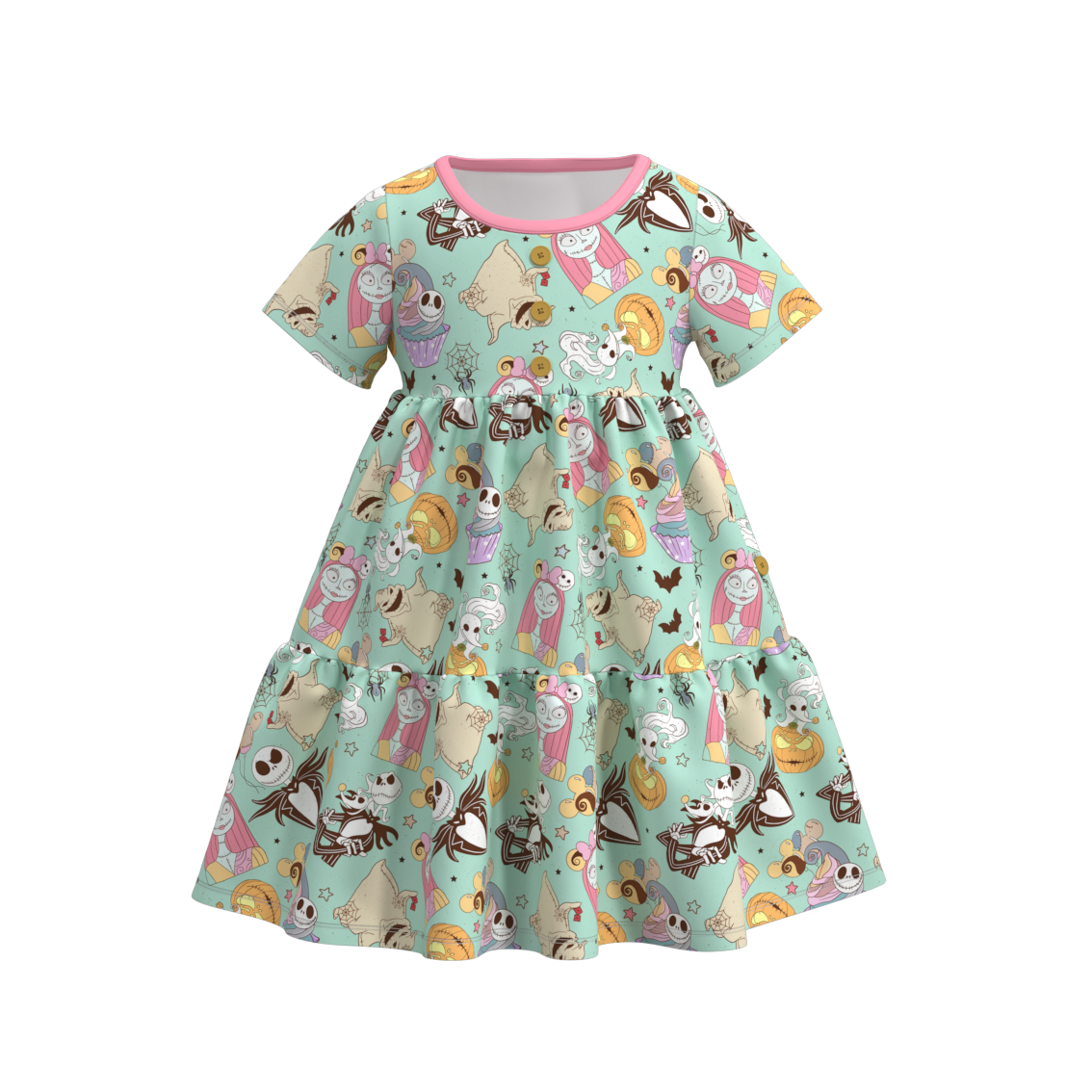 (Pre Orders)Girls Halloween Cartoon Print Twirl Dress
