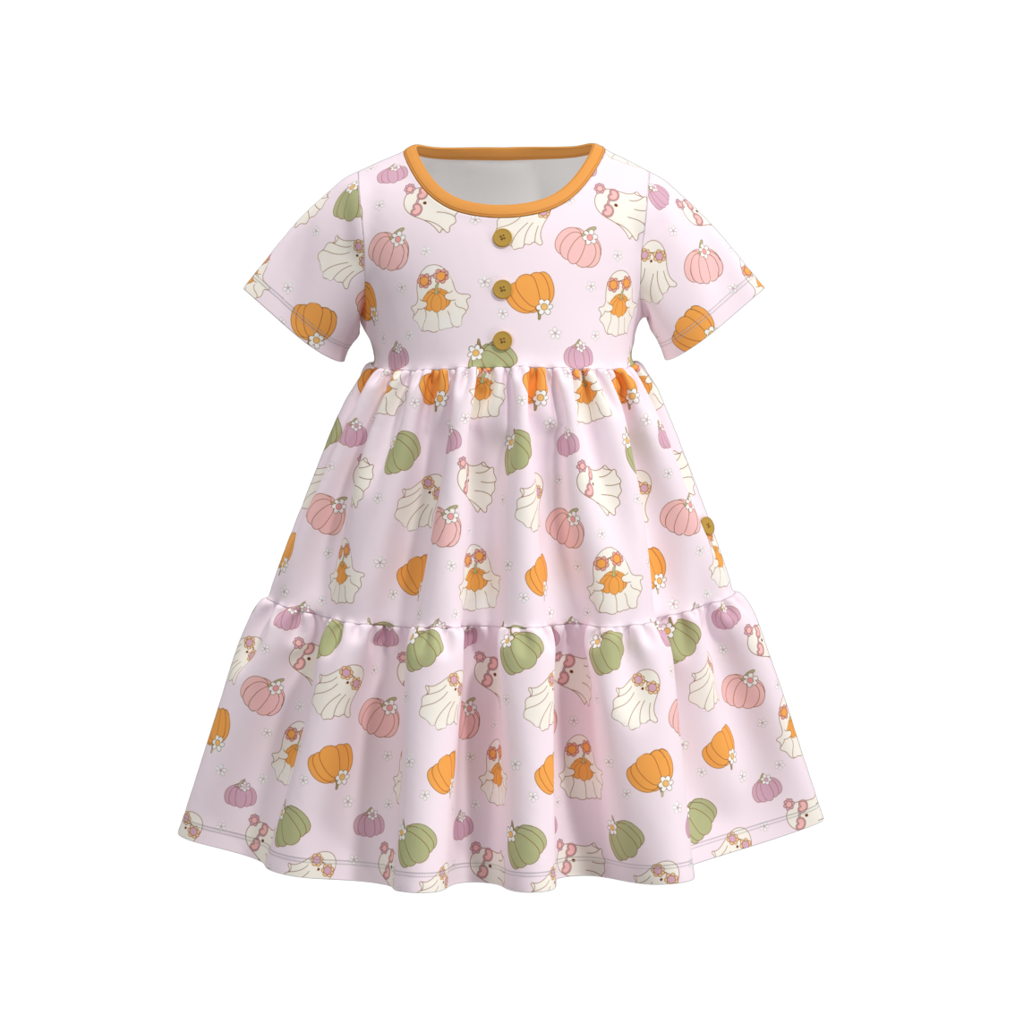 (Pre Orders)Girls Halloween Cartoon Print Twirl Dress