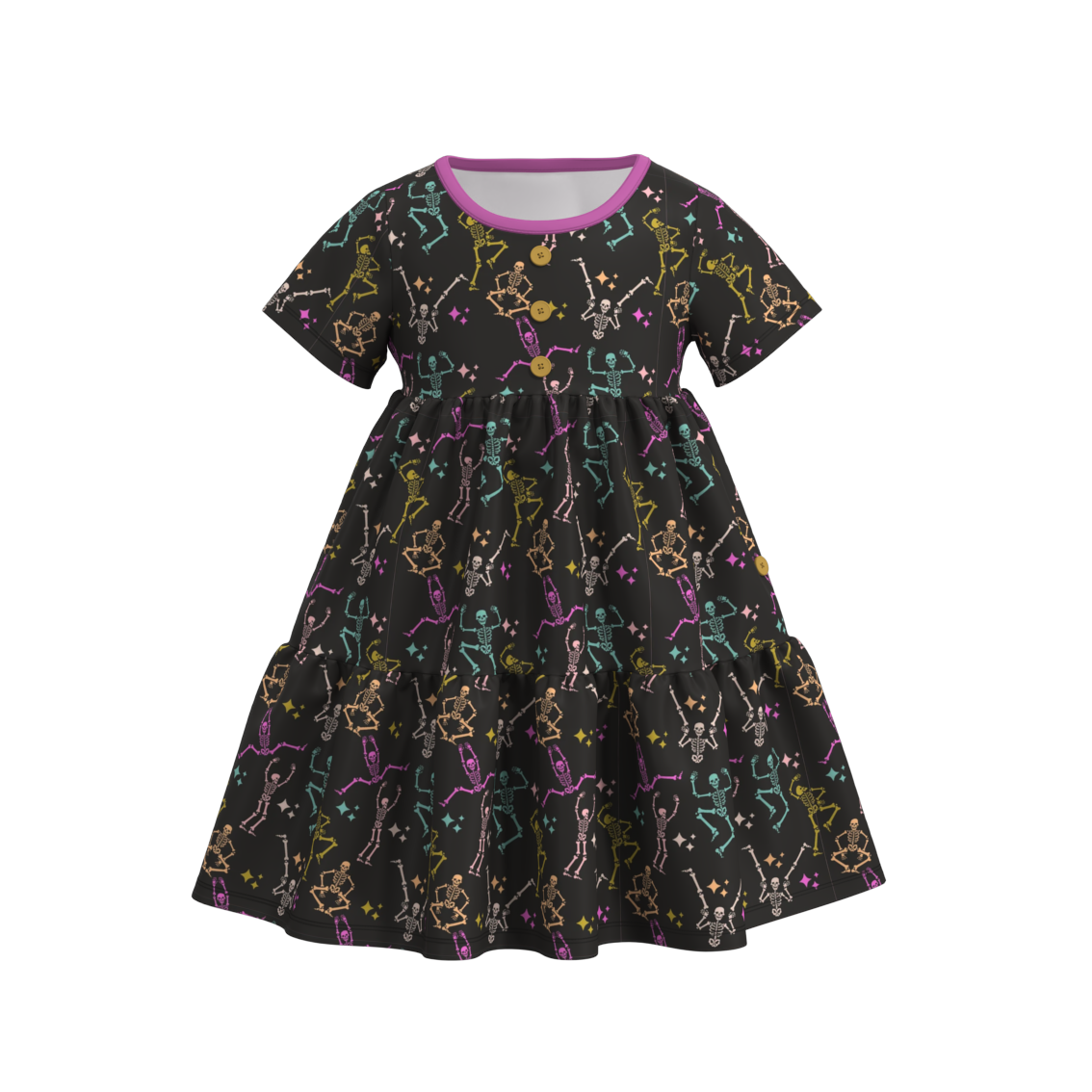 (Pre Orders)Girls Halloween Cartoon Print Twirl Dress