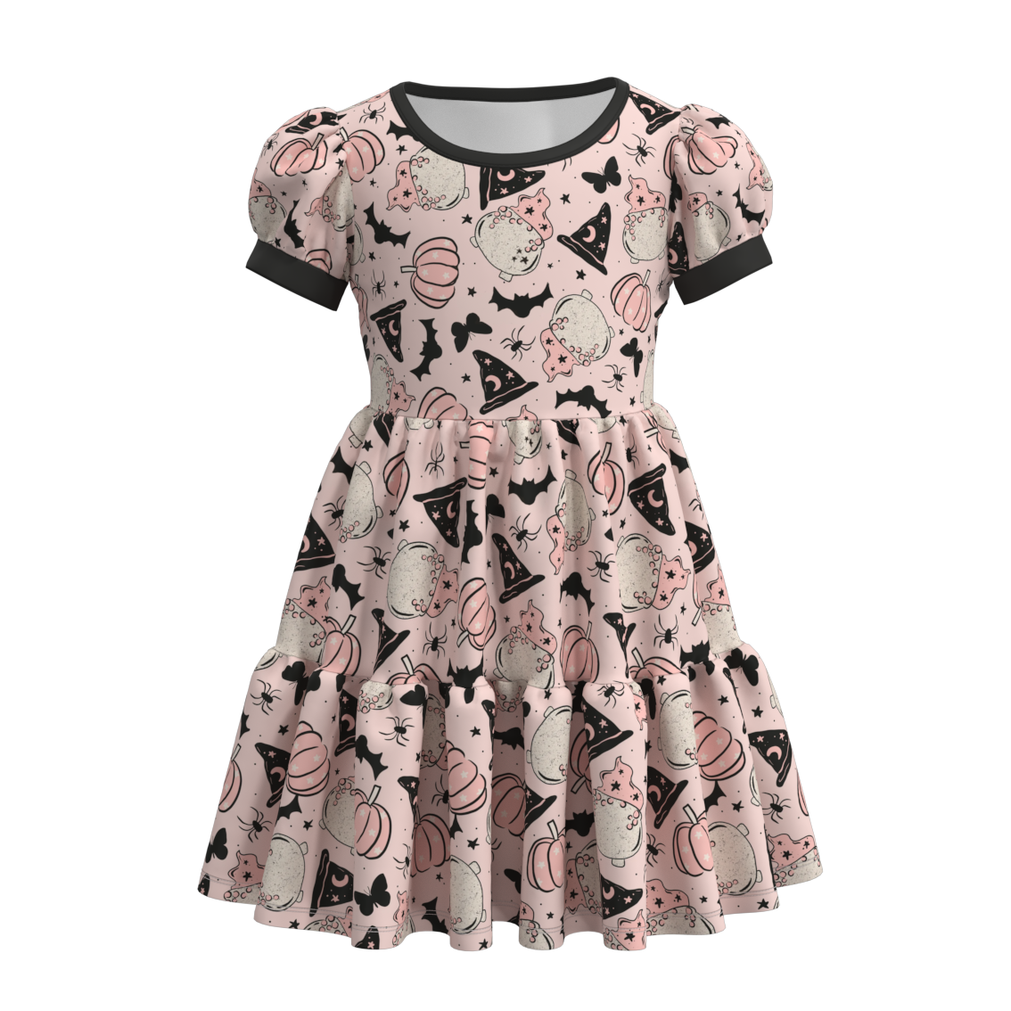 (Pre Orders)Girls Halloween Cartoon Print Dress