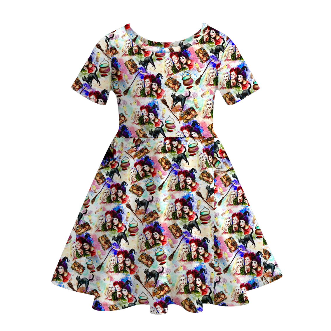 (Pre Order)Girls Halloween Cartoon Print Dress
