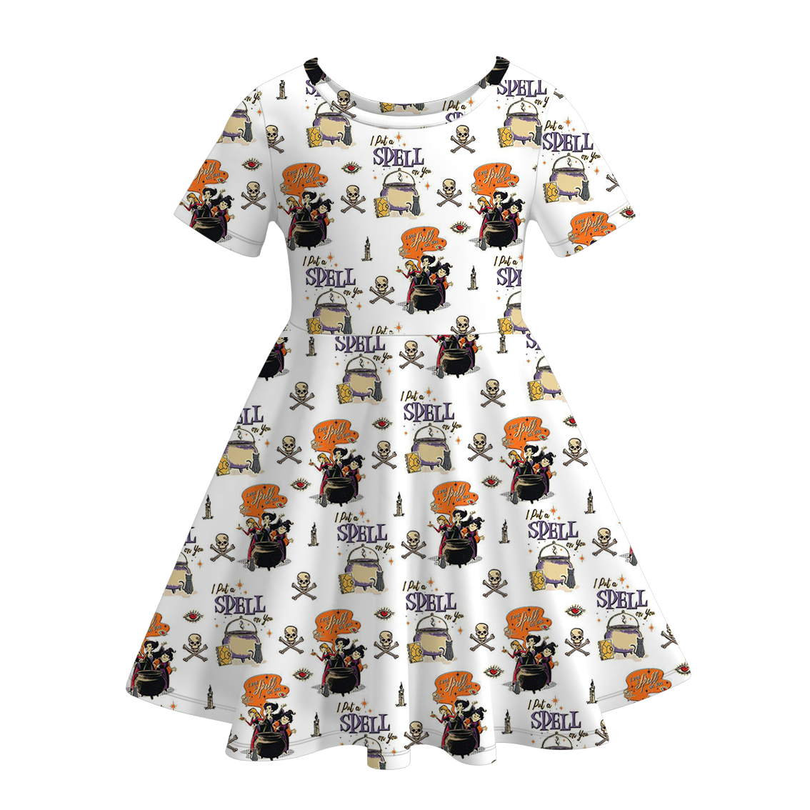 (Pre Order)Girls Halloween Cartoon Print Dress