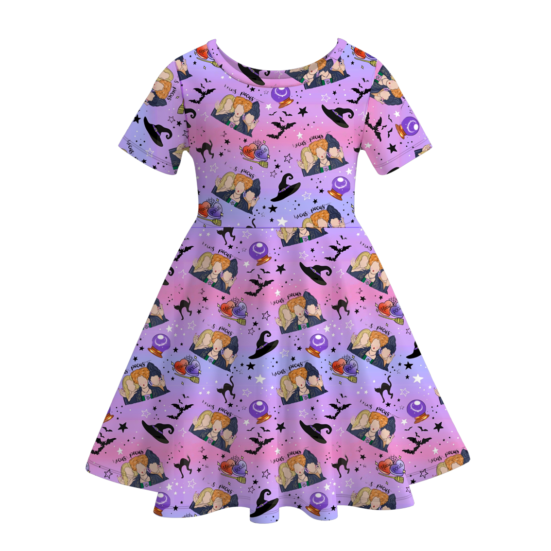 (Pre Order)Girls Halloween Cartoon Print Dress