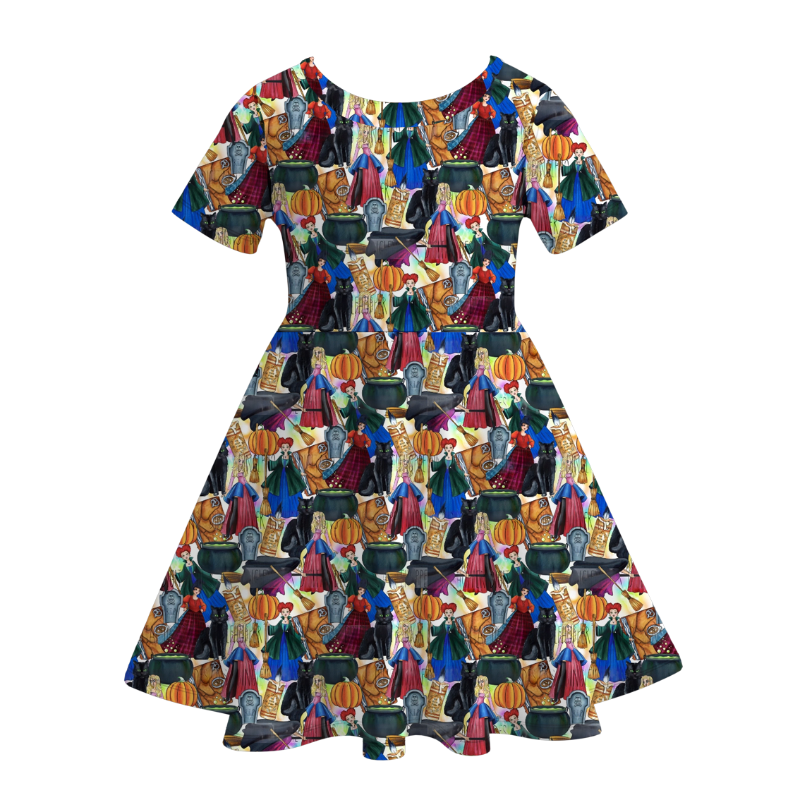 (Pre Order)Girls Halloween Cartoon Print Dress