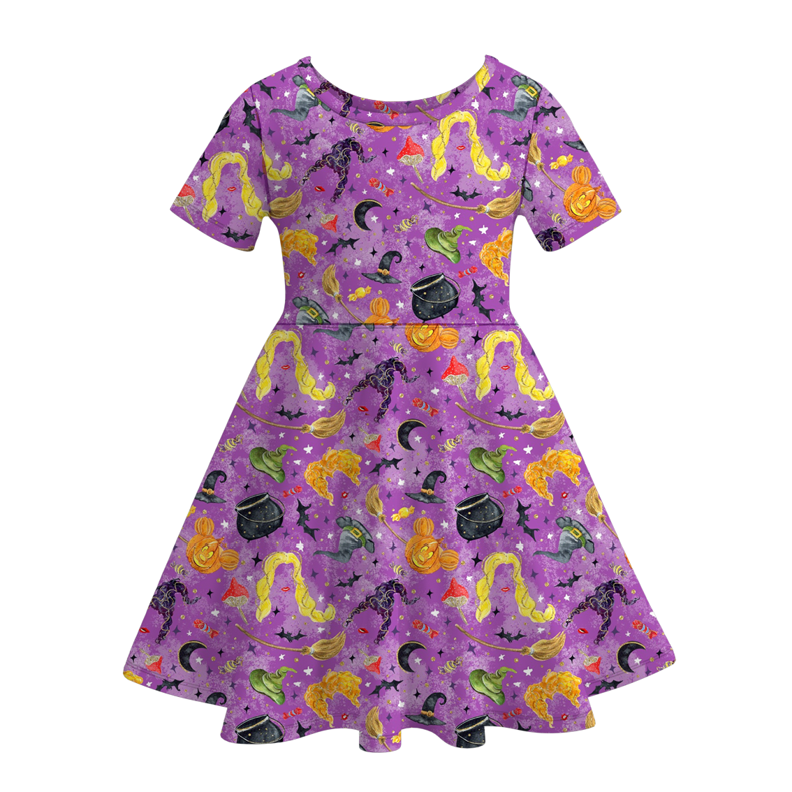 (Pre Order)Girls Halloween Cartoon Print Dress