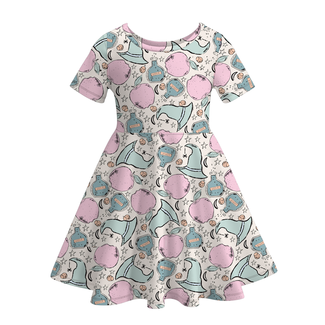 (Pre Order)Girls Halloween Cartoon Print Dress