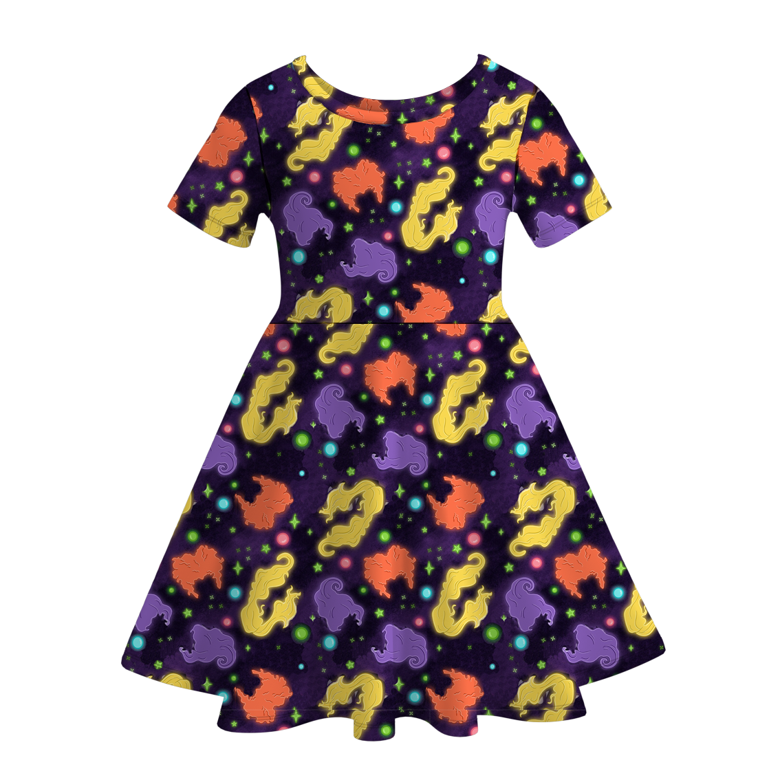 (Pre Order)Girls Halloween Cartoon Print Dress