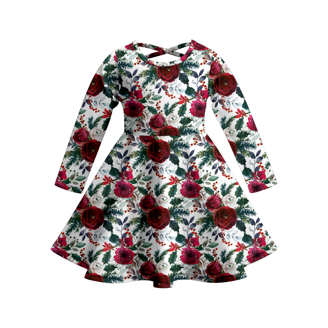 (Pre Order)Girls Christmas Print Milk Silk Dress