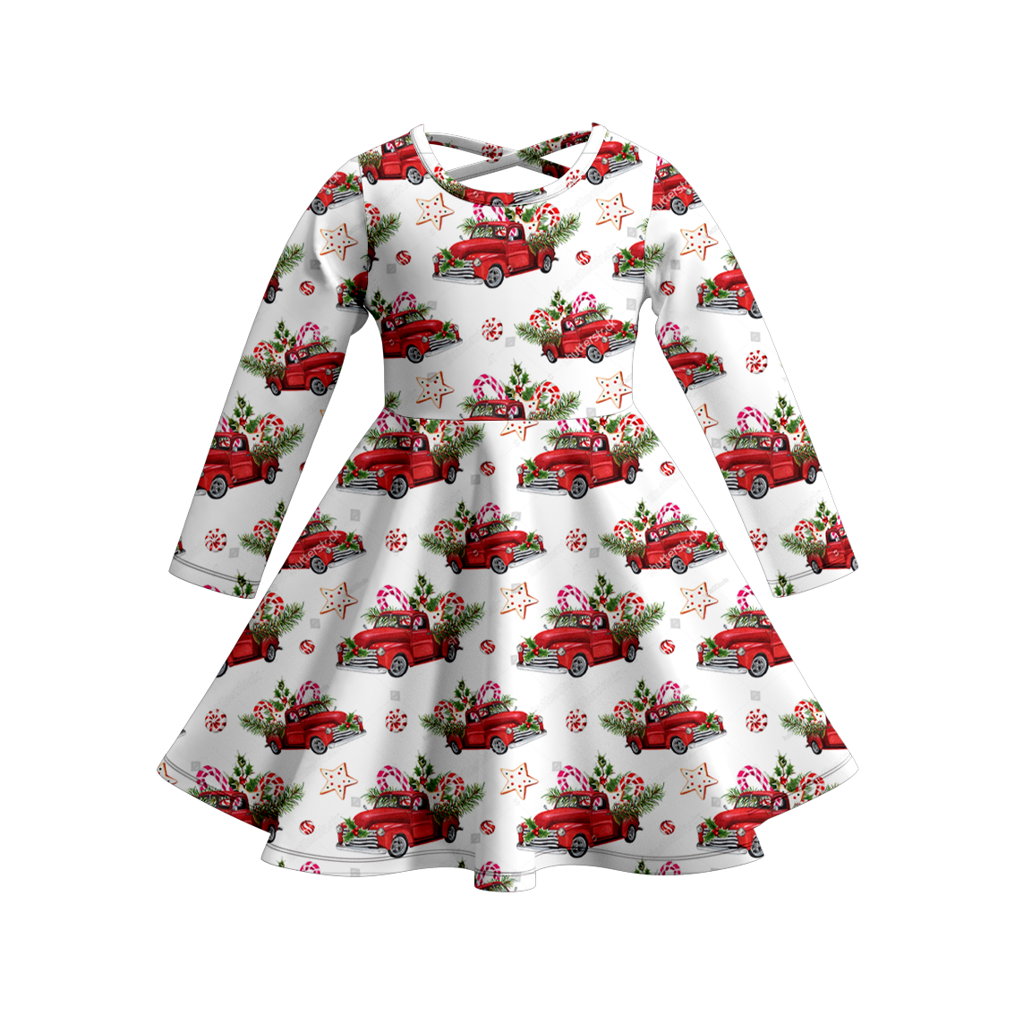 (Pre Order)Girls Christmas Print Milk Silk Dress
