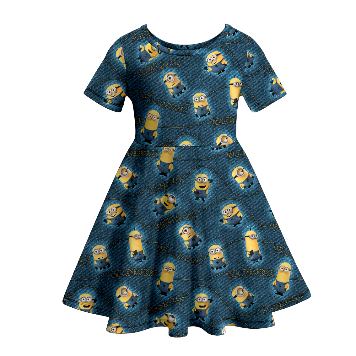(Pre Order)Girls Cartoon Print Milk Slik Dress