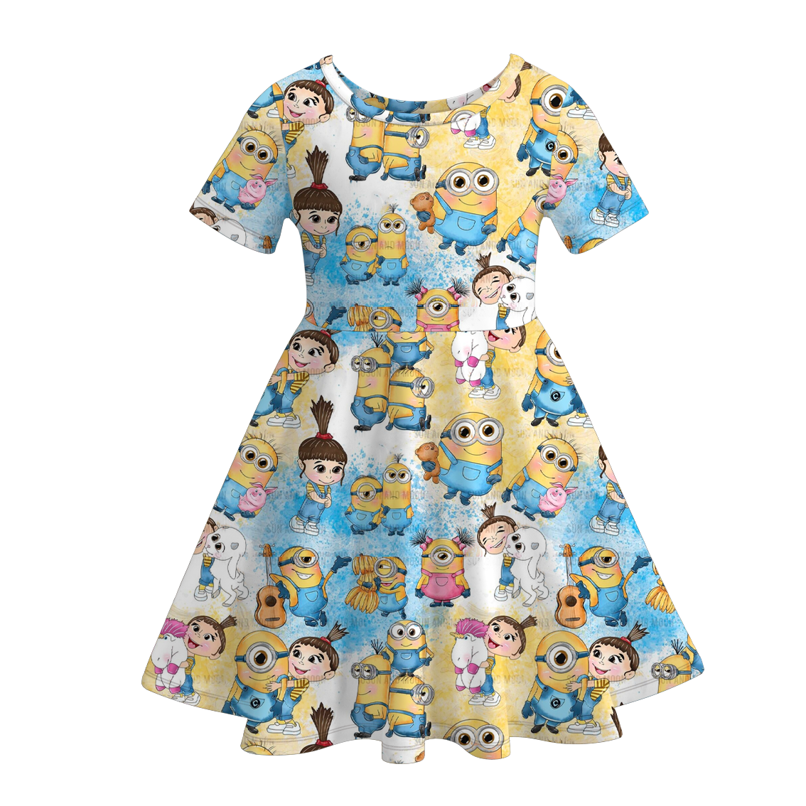 (Pre Order)Girls Cartoon Print Milk Slik Dress
