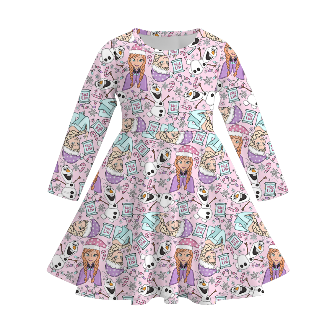 (Pre Order)Girls Christmas Princess Print Milk Silk Dress