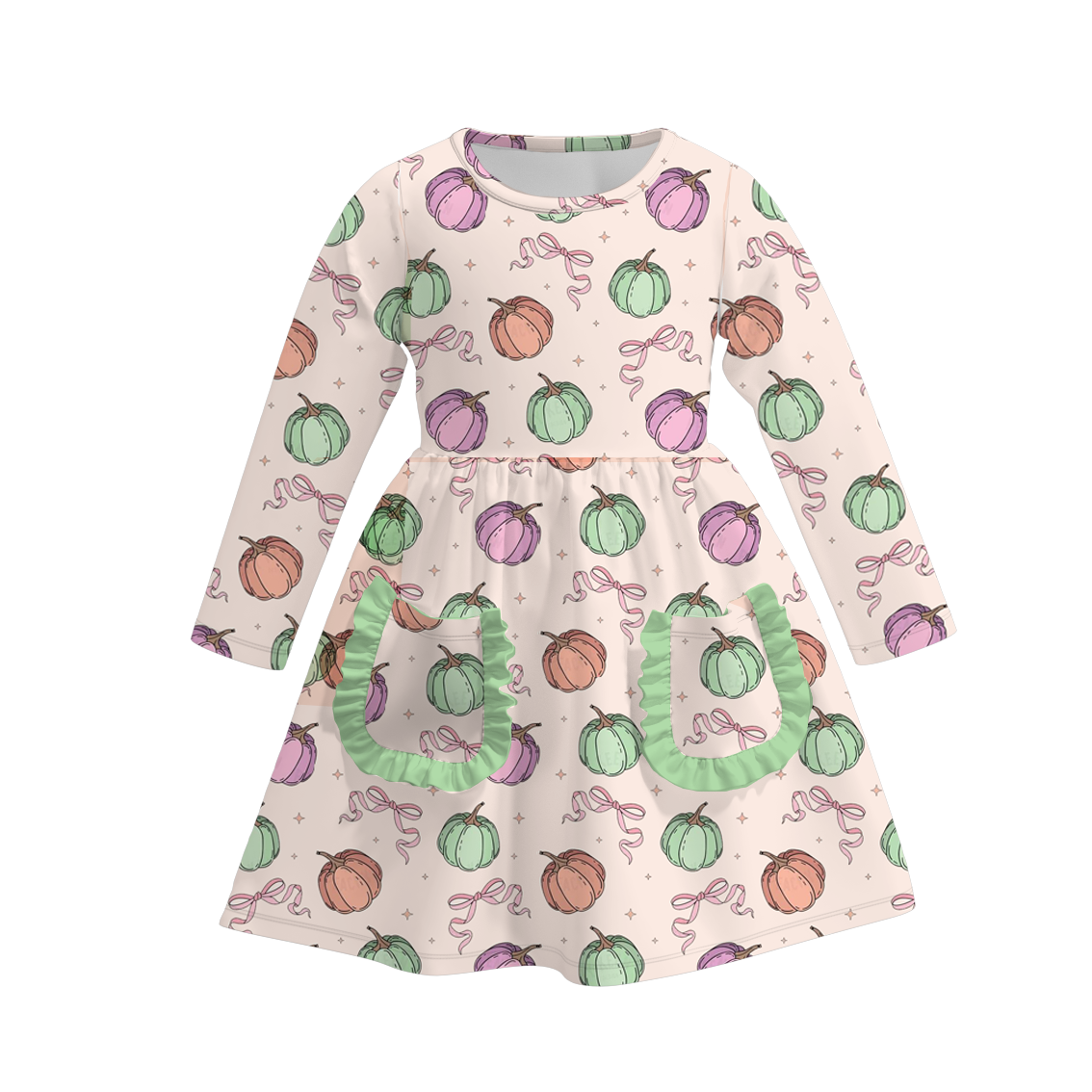 (Pre Order)Girls Halloween Print Milk Silk Dress