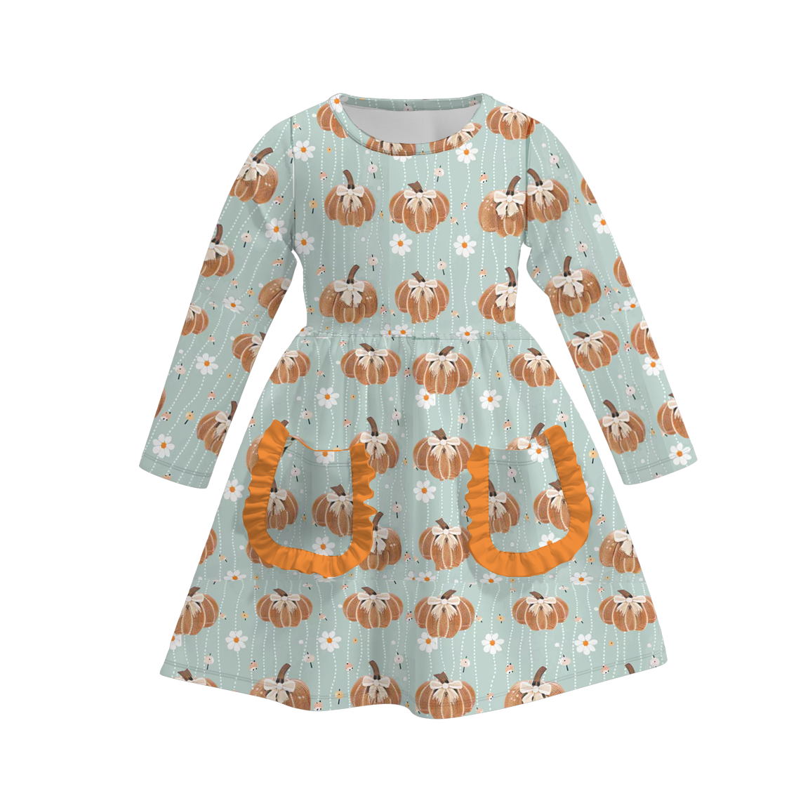 (Pre Order)Girls Halloween Print Milk Silk Dress