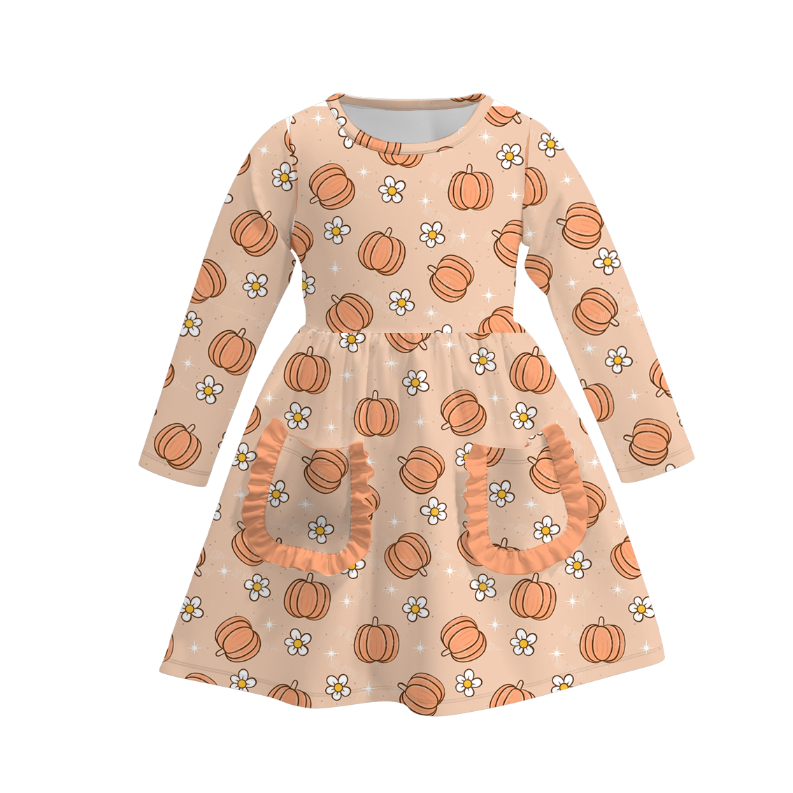 (Pre Order)Girls Halloween Print Milk Silk Dress