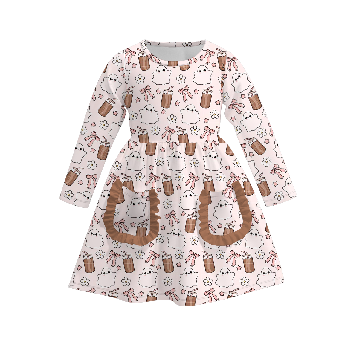 (Pre Order)Girls Halloween Print Milk Silk Dress