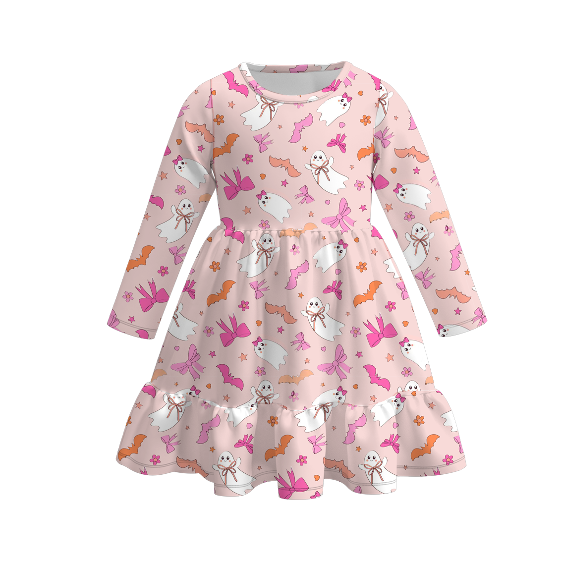 (Pre Order)Girls Halloween Print Milk Silk Dress